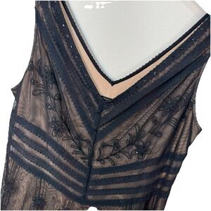 BCBG MaxAzria Size 12  Black Dress Beaded Mesh Overlay12 EUC Flapper Whimsigoth
